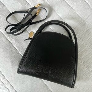 Vintage 90s Stuart Weitzman Black Structured Double Handle Bag Rare